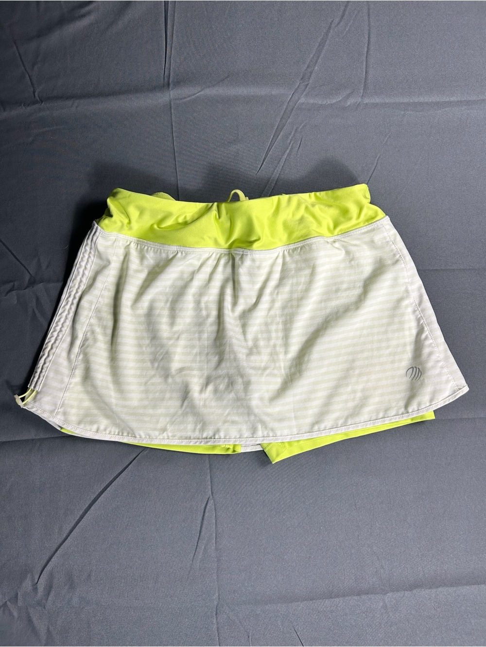 MPG White Athletic Skort with Neon Yellow Waistband